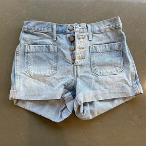 Levi's Orange Tab High Waist Button Front Denim Shorts